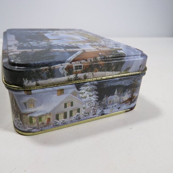 Small Snowy Scene Tin Mini Box LIKE NEW 5" - Picture 5 of 11